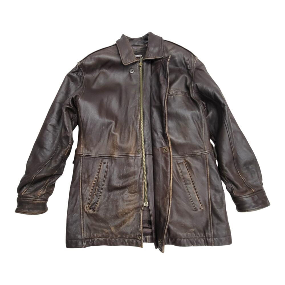 Vintage Wilsons Leather Jacket Mens Small Brown Thinsulate Car Coat Distressed